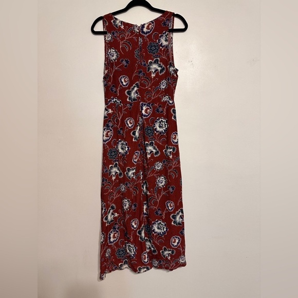 ASTR The Label Tie Front Floral Midi Dress Wine Red Burgundy Paisley Size Medium - Picture 6 of 7